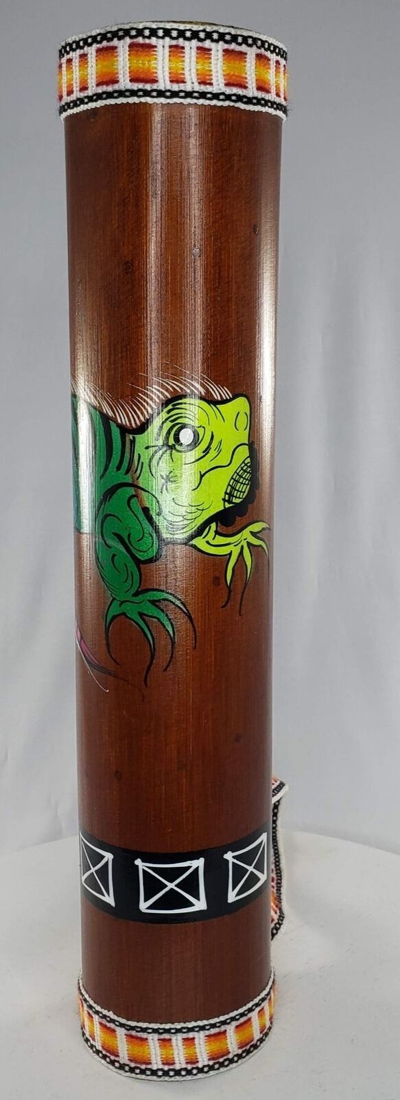 Iguana Rain Stick Shaker Noisemaker Wood Strap Lizard Hand Percussion