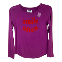 Old Navy Girls Smile Often Purple Long Sleeve Shirt Stretch Pullover L 1... - $25.64