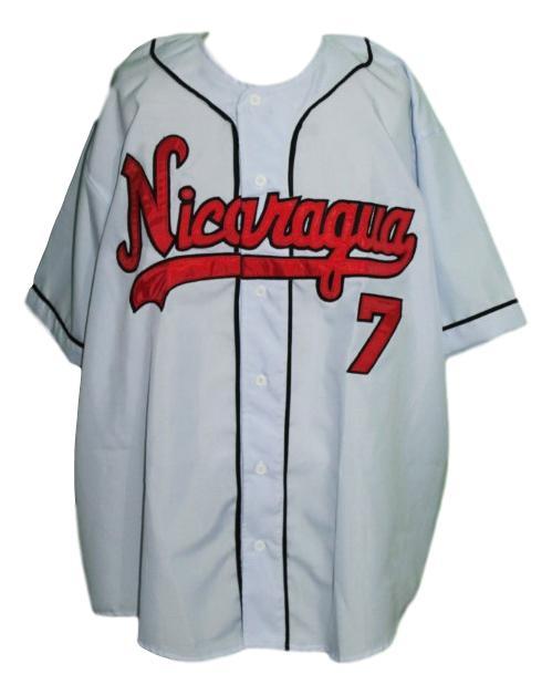 Custom name   team nicaragua retro baseball jersey grey   1
