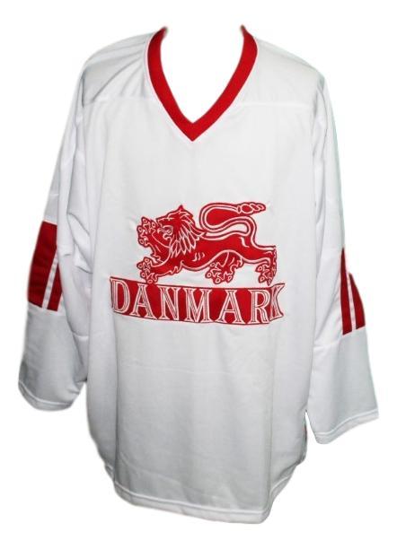Custom name   team denmark hockey jersey white   1