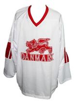 Any Name Number Team Denmark Hockey Jersey New White Any Size image 1