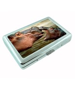 Hippo Metal Silver Cigarette Case D1 Mother Cute Baby Africa River Animal - $15.95