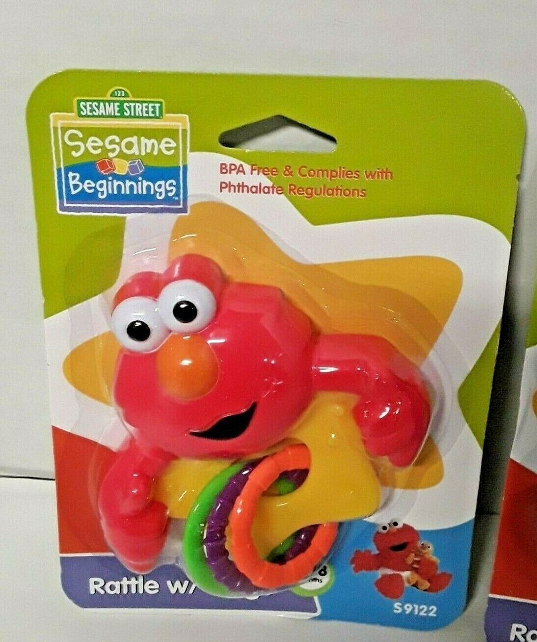 Baby Rattles Sesame Street Beginnings Elmo with Rings Girl Boy Toys Toy ...