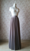 Brown Long Tulle Skirt High Waist Tulle Maxi Skirt Bridesmaid Outfit (US0-US28) image 3