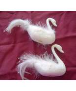  Vintage Flocked White Swans Ornaments  Set of 2 - $16.99