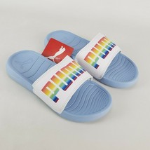Puma Popcat Lucky Slides Sandals Raindow Logo Blue White Casual Kids Size 2C - $15.06