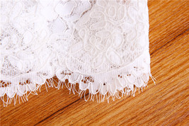 Off Shoulder V-Neck Long Sleeve Lace Crop Tops Boho Wedding Bridal Lace Top image 5
