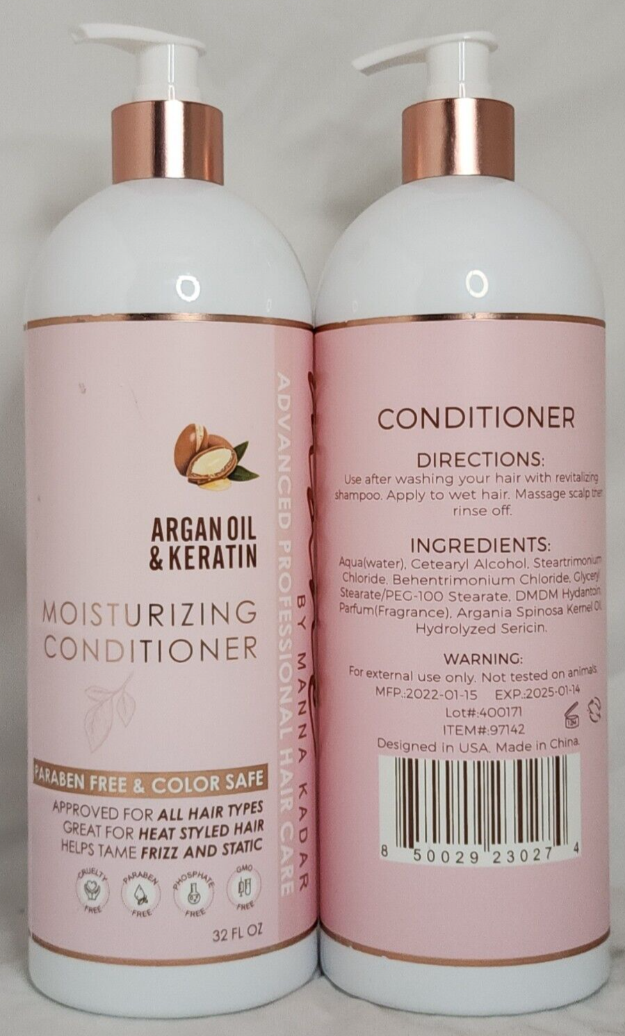 (2 Ct) Mane by Manna Kadar Moisturizing Conditioner Argan Oil & Keratin