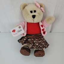 2011 Starbucks Bearista Bear Collection Plush Girl Teddy 102nd Edition Hearts - $14.84