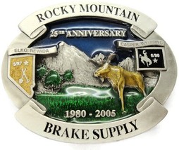 2005 25th Anniv Belt Buckle Rocky Mountain Brake Supply Moose Elko NV Casper WY - $148.48