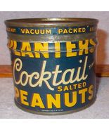 Antique Vintage Planters Cocktail Salted Peanuts 8 Oz Tin ca 1930s - $12.95
