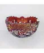 Vintage Comet In The Stars Red Cranberry Carnival Glass Bowl 7 1/2&quot;  Iri... - $39.55