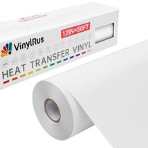 12 x 10FT White HTV Vinyl HEAT TRANSFER VINYL Roll Iron On Film for  Garments