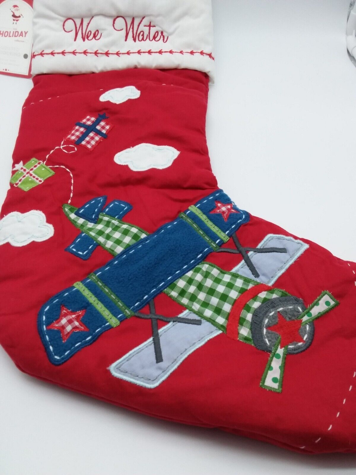 Airplane Quilted Christmas Stocking