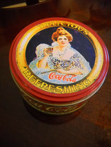 * 1985 Coca Cola Coke Vintage Round Collector&#39;s Tin W/ Lid Delicious Ref... - $9.80