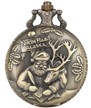 Stunning Santa Clause Reindeer Merry Christmas Pocket Watch - $9.89