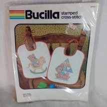 Set of 2 Bibs Bucilla 49157 "Baby Bears" Counted Cross Stitch  Size 9 1/2" x 11" - $14.35