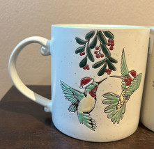 Eli &amp; Ana Christmas Holly Hummingbird Santa Hat Mugs Set of 2 New - $36.99