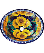 Mexican Oval Bathroom Sink &quot;Sunflowers&quot; - $235.00