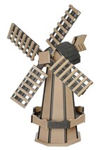 5 FOOT POLY WINDMILL Amish Weatherwood &amp; Black Working Dutch Garden Weat... - $658.97
