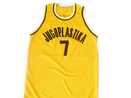 Toni Kucok #7 Jugoplastika Yugoslavia Men Basketball Jersey Yellow Any Size image 1