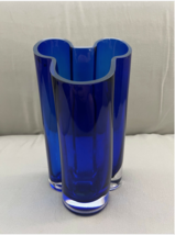 Disney Parks Mickey Mouse Hand Made Blown Glass Blue Vase NEW image 1