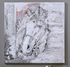 Horse Wood Framed Wall Print 31" High Look and Texture of Oil Paint on Canvas  