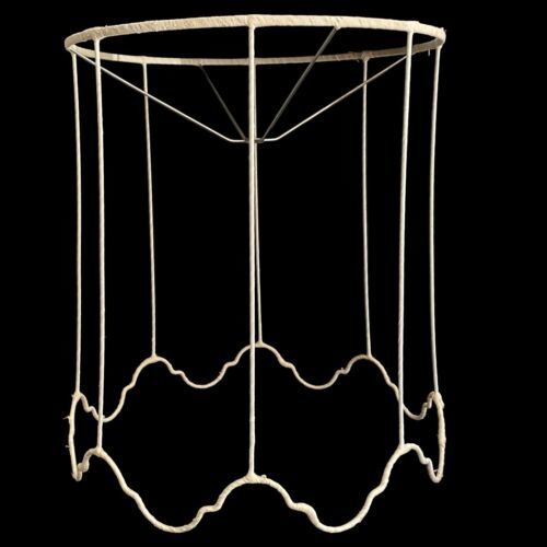 Scalloped Barrel Drum Lamp Shade Frame Lge Moroccan Gothic 20” Vtg Mid