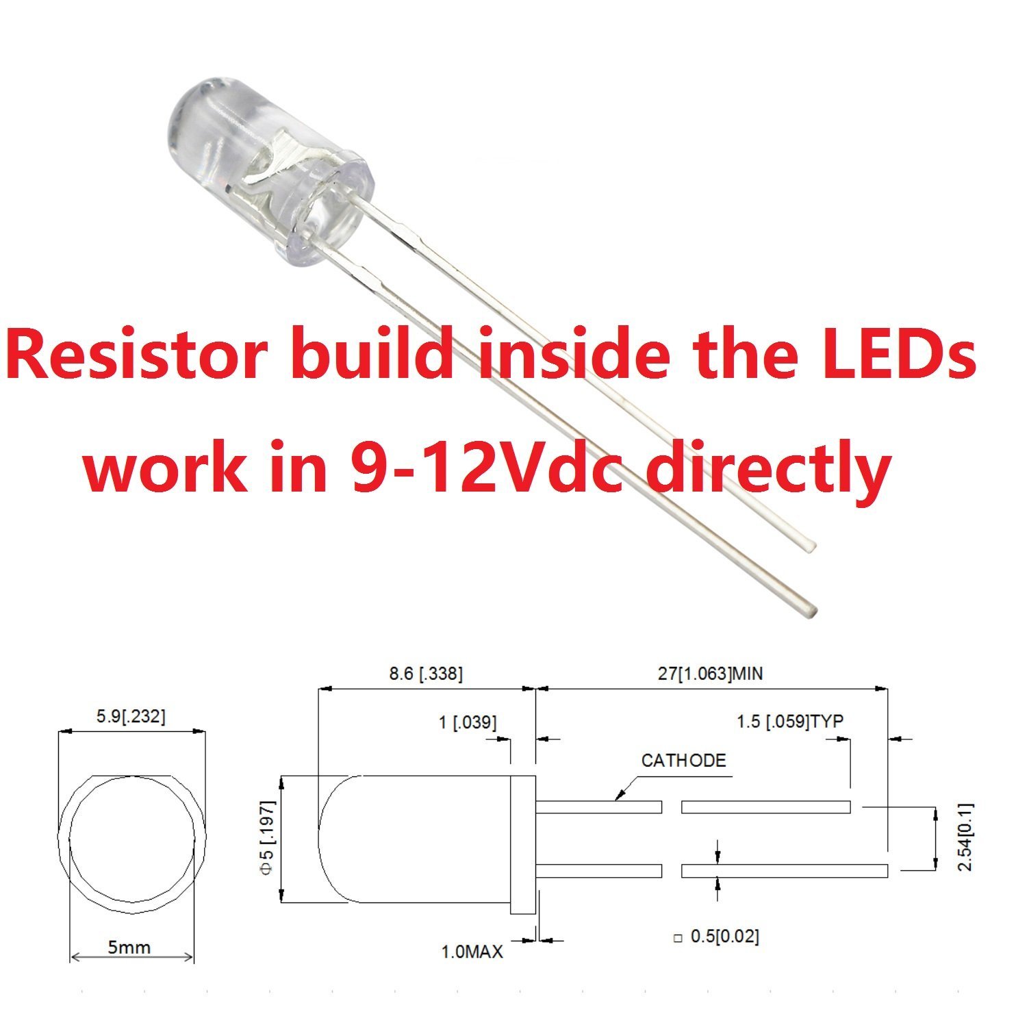 100 Pieces Of 12V 5Mm White Led 9V 12V Gauge Cluster Light Emitting