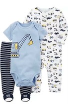 Carter's Baby Boys' 3 Piece Construction Sleep and Play Set Size P Ships N 24h - $23.64