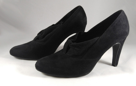 Ann Marino 1930s Style Classic Pumps Heels Shoes Black Vegan Suede - $26.99