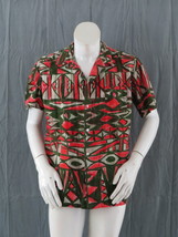 Vintage Hawaiian Shirt - Green and Red Tribal Pattern Comptoir Artistiqu... - $85.00
