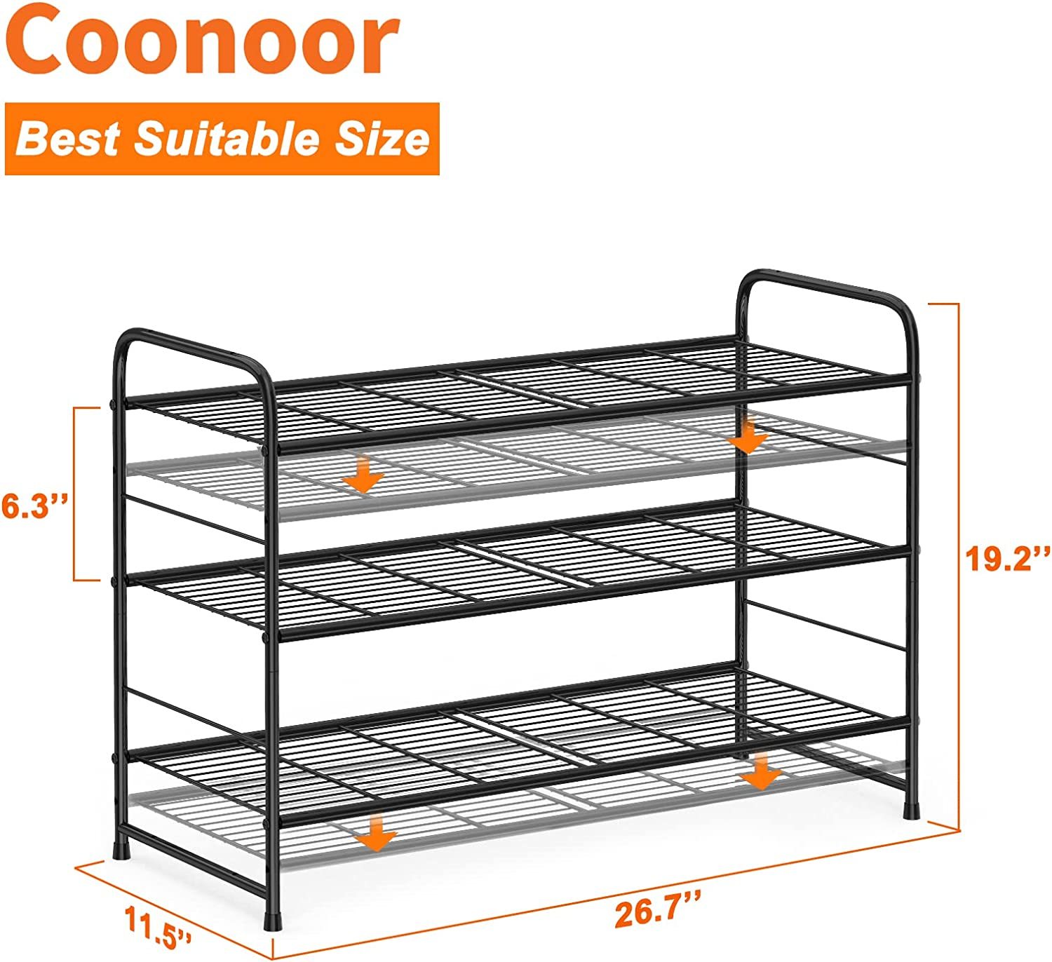 Coonoor 2-Tier Long Shoe Rack Storage for Wide Shoe Shelf