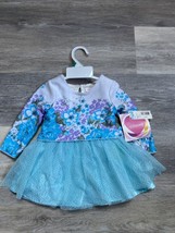 Youngland Girls Dress Size 18 Mo Long Sleeve Teal Blue Glitter Tulle Ove... - $14.80