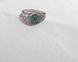 18K WHITE GOLD BLUE APATITE ROUND COCKTAIL RING, SIZE 7.5, 0.59(TCW), 2.... - $650.00