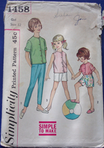 Vintage Simplicity Child’s &amp; Girls Shirt &amp; Pants Size 12 #4458 - $5.99