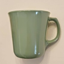Pyrex Coffee Mug Mid Century Modern Sage Green Coated White Milk Glass T... - $19.78