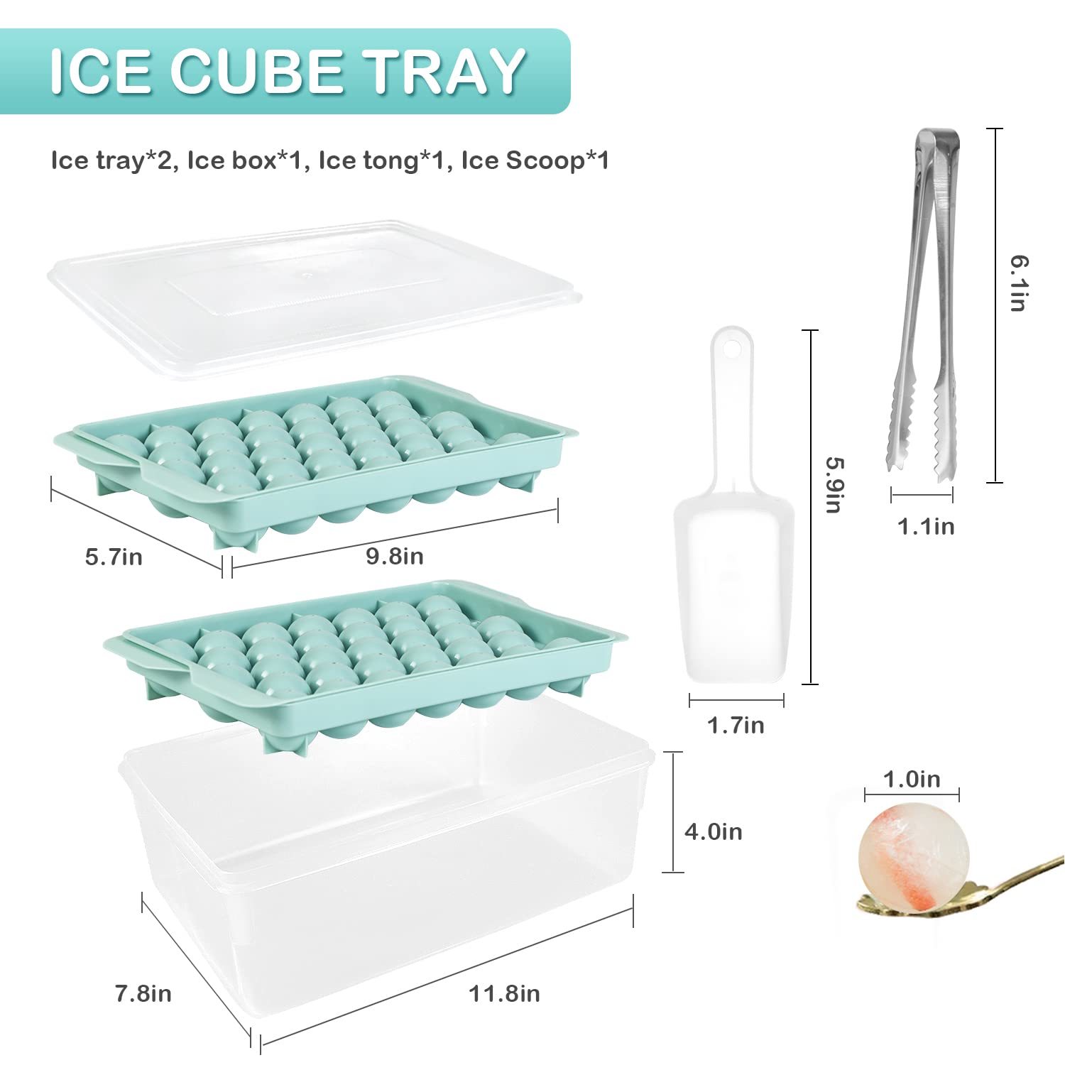 4pack Small Round Ice Cube Tray for Freezer, Plastic Ice Trays with Lid  Easy Re