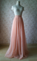 CORAL PINK Long Tulle Skirt, Coral Wedding Bridesmaid Tulle Maxi Skirt Outfit  image 3