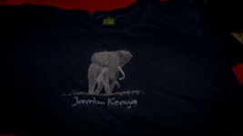 PUNCH t-shirt dark blue w/silver elephant  &quot;Jambo Kenya&quot;  age 10 (clothe... - $1.98