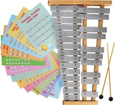 LOONELO Glockenspiel Xylophone with Yellow Case,8 Metal Keys Xylophone with  2 Mallets for Musical Instrument Percussion,Musical Educational Tuned