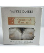 Yankee Candle Co 1 bx 12 scented Tealights Coconut &amp; Mandarin No. 3 - $19.99