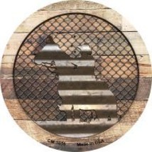 Corrugated Cowboy on Wood Novelty Metal Mini Circle Magnet CM-1055 - $12.95