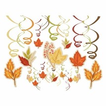 Fall Foliage Leaves 30 Pc Swirl Hanging Decorations Mega Value Pack - $19.59