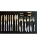 16 PIECES MCM JAPAN STAINLESS FLATWARE  BLACK ON HANDLE SCROLL PATTERN - $28.31