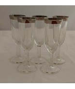  Vintage Cordial Glasses, Silver Rimmed, 4&quot; tall, 1.5&quot; wide set of 5  - $14.84