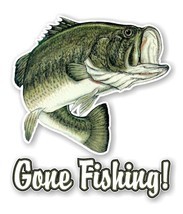 GONE FISHING Largemouth Bass Fish Decal / Sticker Die cut - $3.95+