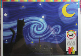 Cobble Hill 500 Piece Puzzle MROWWY NIGHT Black Cat aka Starry Night The... - $37.36
