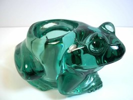 Indiana glass frog heavy votive holder Spanish green - $6.98