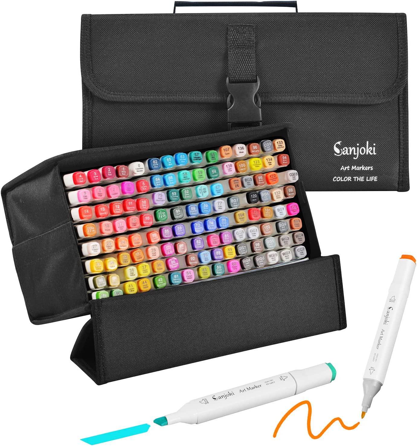 121 Colors Dual Tip Alcohol Based Art Markers,120 Colors plus 1 Blender  Permanent Marker 1 Marker Pad with Case Perfect for Kids Adult Coloring  Books